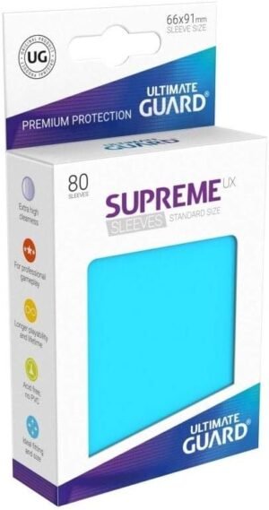 Ultimate Guard Supreme UX Card Sleeves, Light Blue STANDARD Size 80 Cant